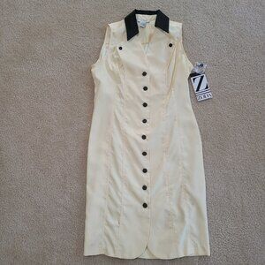 Zoda Womens Size 10 Yellow Pinup 50s  Bold Button Up Sheath Dress